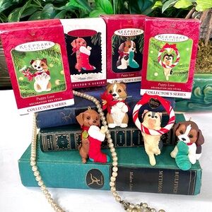 Hallmark Keepsake Puppy Love Ornament Collectors Series Lot 4 W/ Boxes